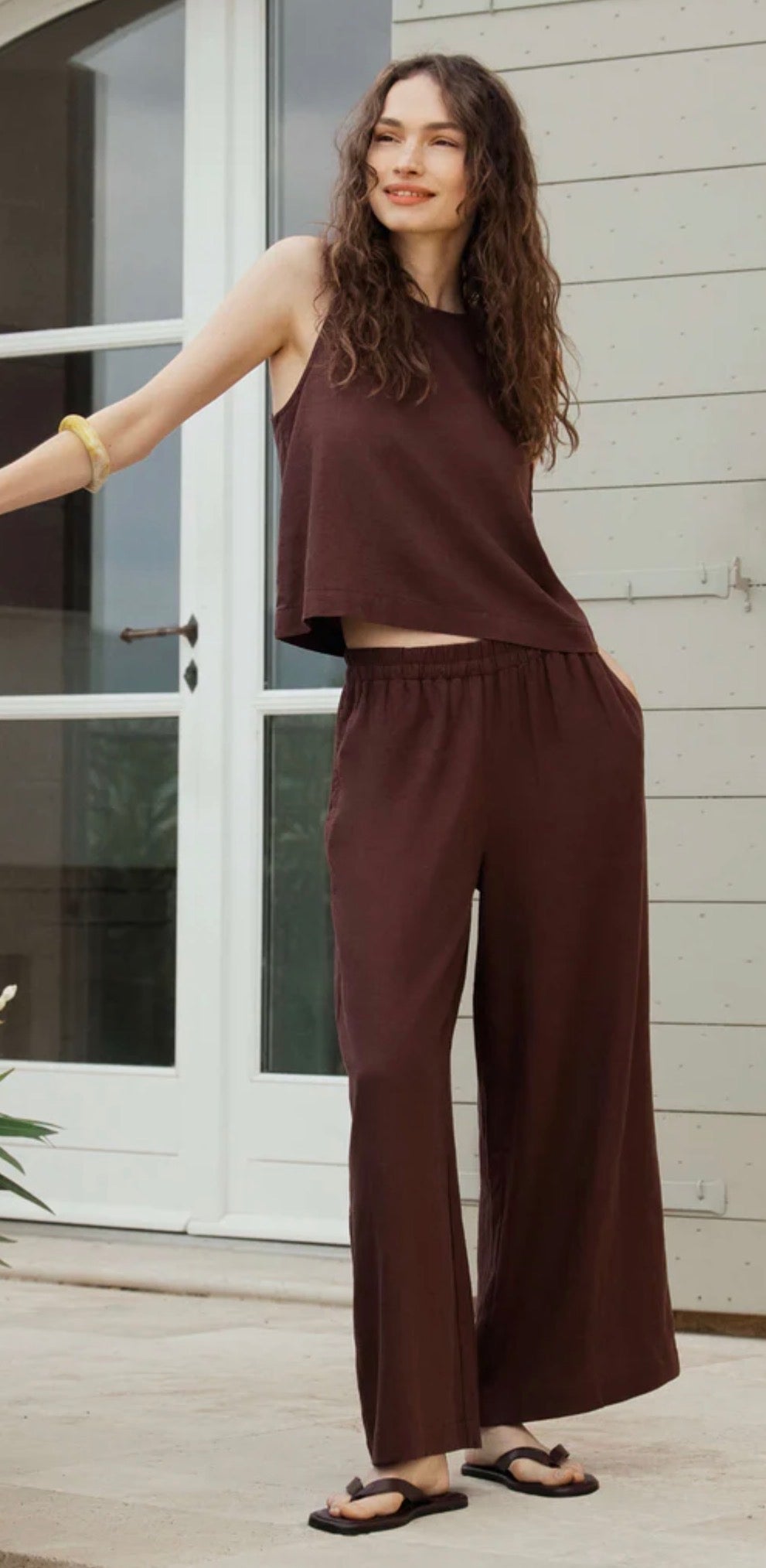 ZP261575 Scout Linen Pant - Chocolate Cherry – Kate and Hale Shop
