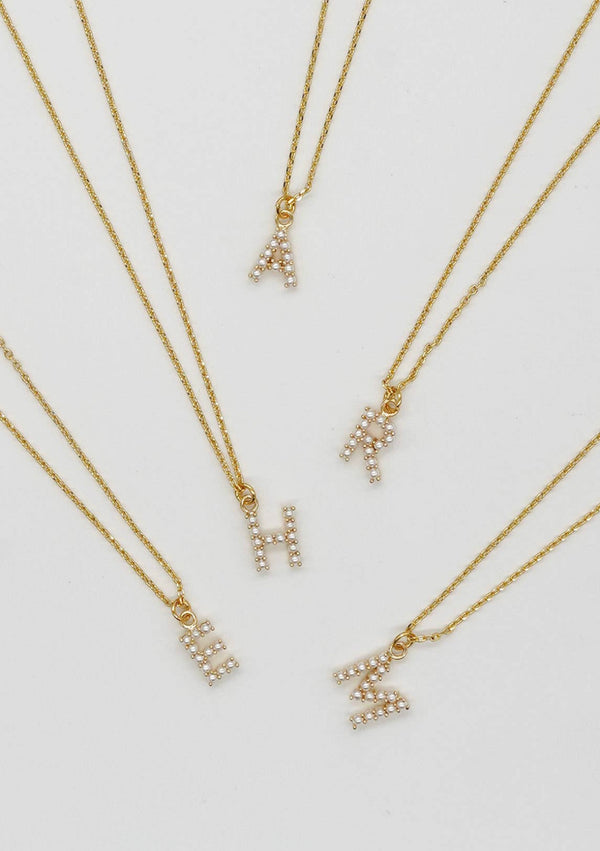 Dainty Pearl Initial necklace