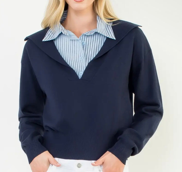 Collared Knit Sweater Top