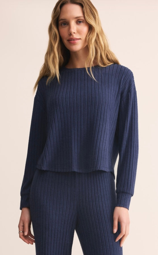 ZLT254774 Elfie Silky Ribbed Long Sleeve Top