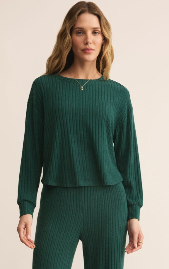 ZLT254774 Elfie Silky Ribbed Long Sleeve Top