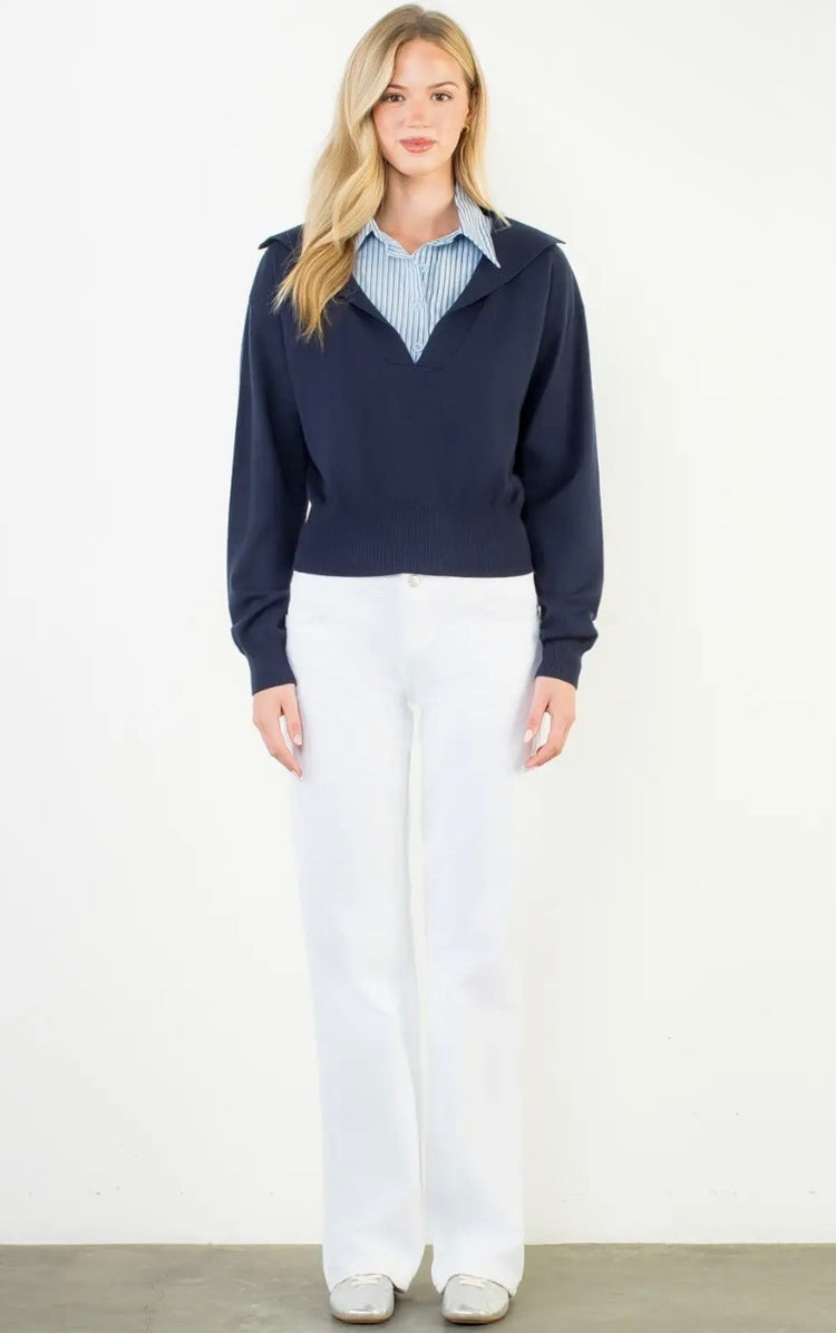 Collared Knit Sweater Top