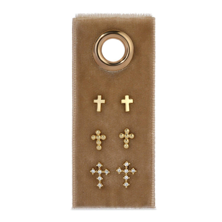 Multi Cross Velvet Set/3 Stud Gift Set