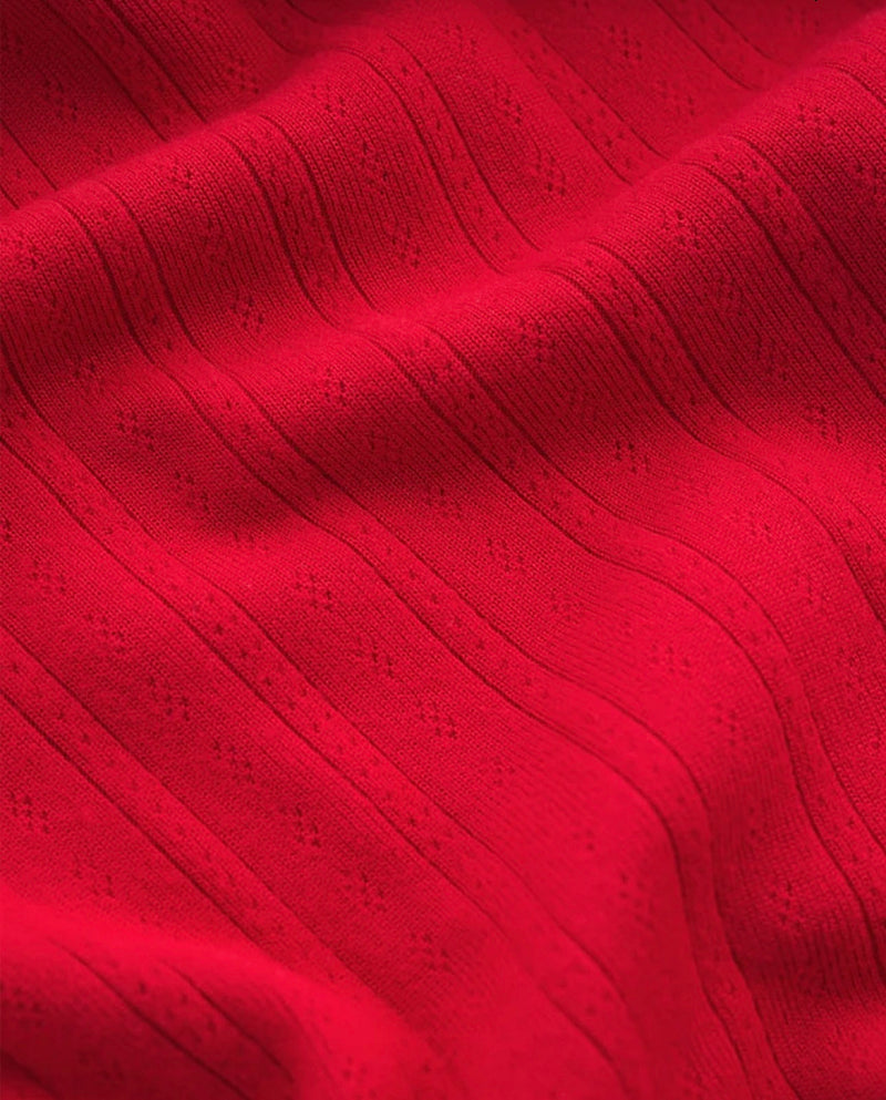 ZLT254742 Holly Pointelle LS Top Festive Red