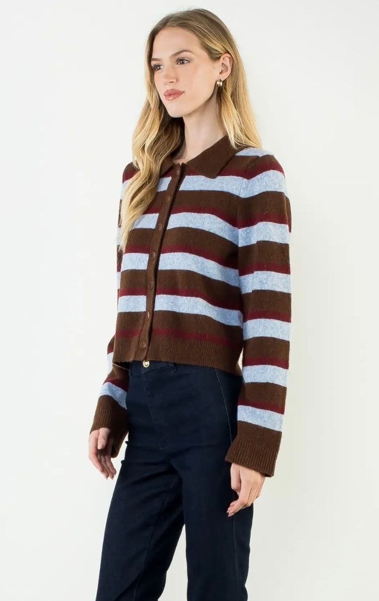 Stripe Button Down Cardigan