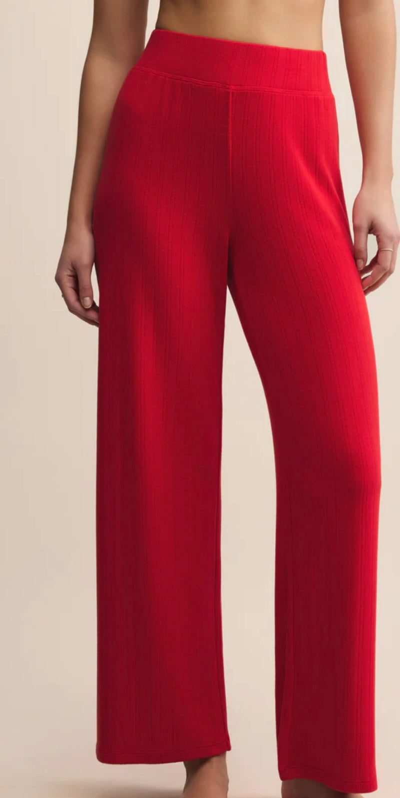 ZLP254743 Luxe Pointelle Pant- Festive Red
