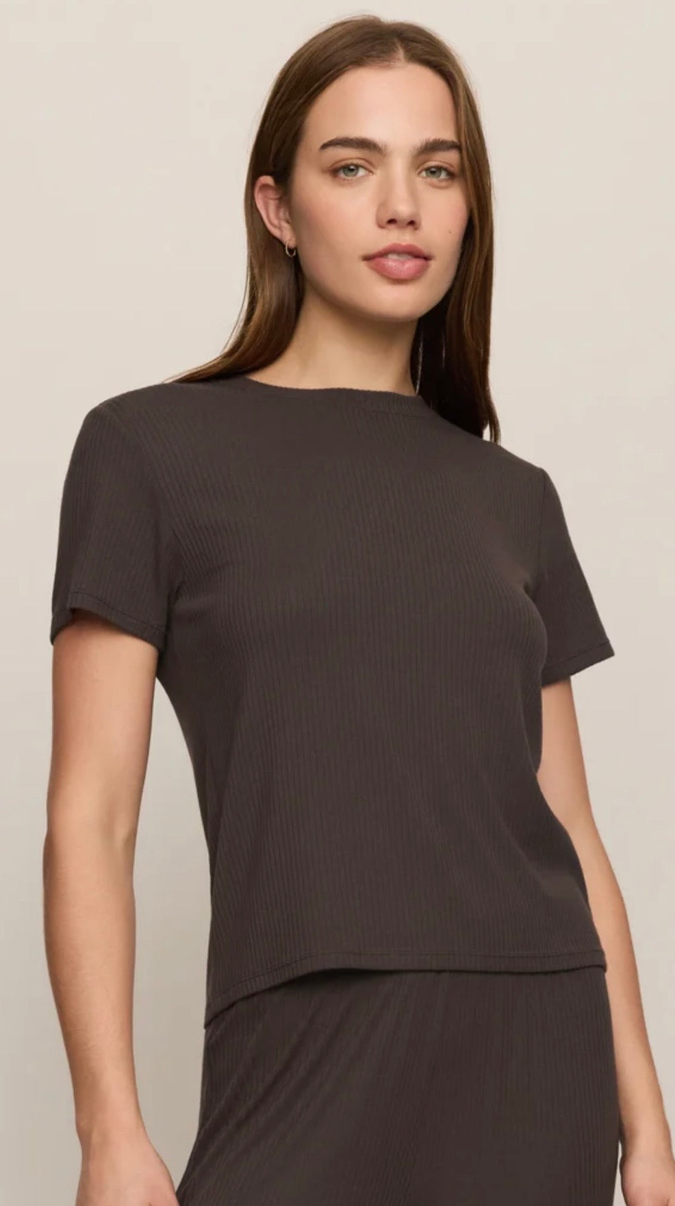 ZLT263470 Just Right Rib LS Top Cocoa Bean