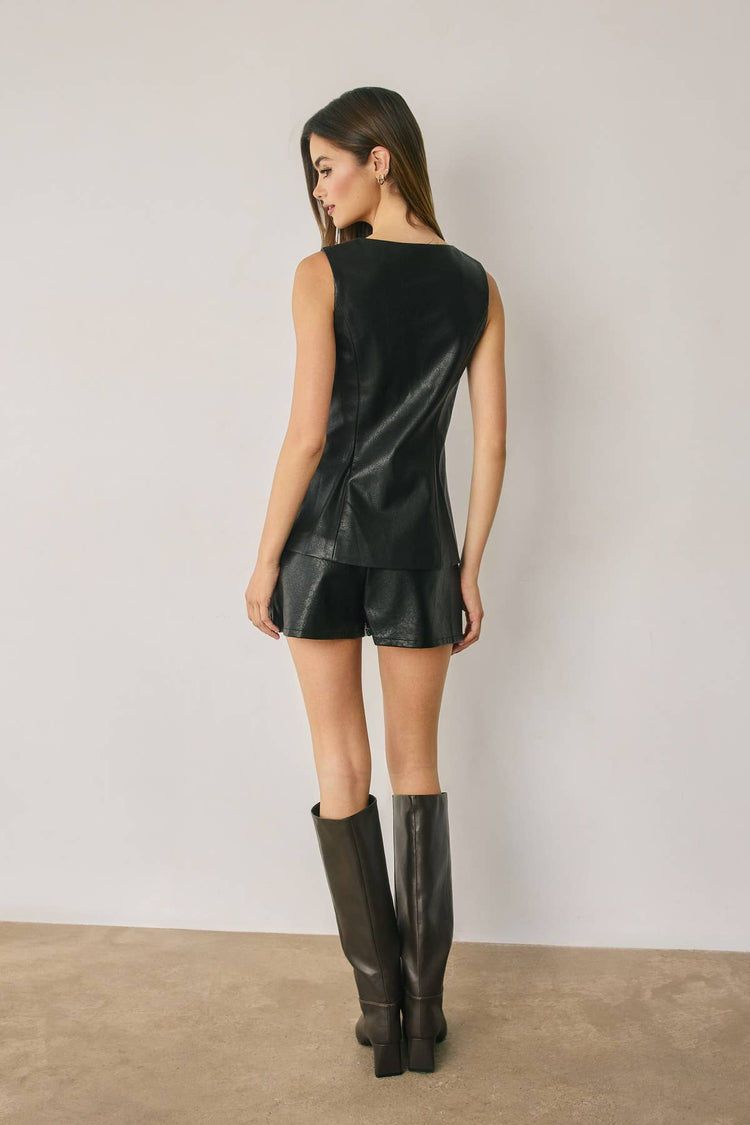 Faux Leather Tailored Vest Top (1)