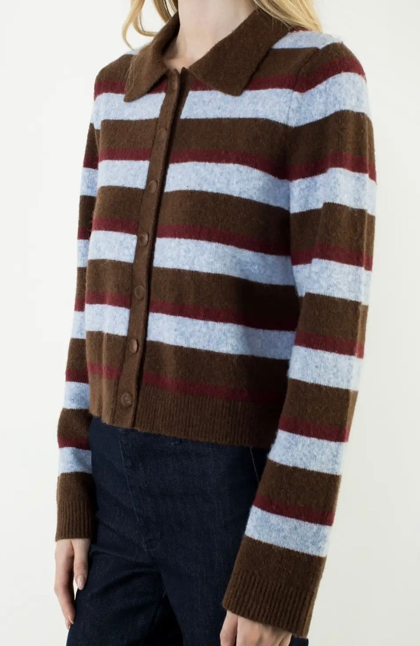 Stripe Button Down Cardigan