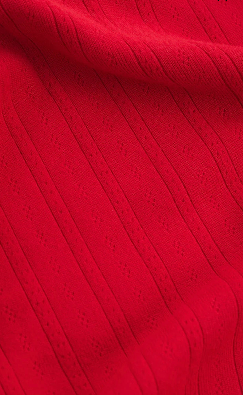 ZLP254743 Luxe Pointelle Pant- Festive Red