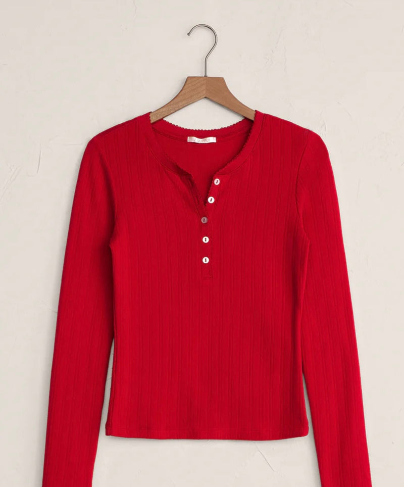 ZLT254742 Holly Pointelle LS Top Festive Red