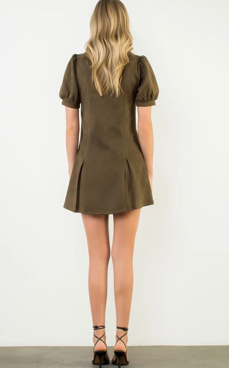 Suede Short Sleeeve Dress