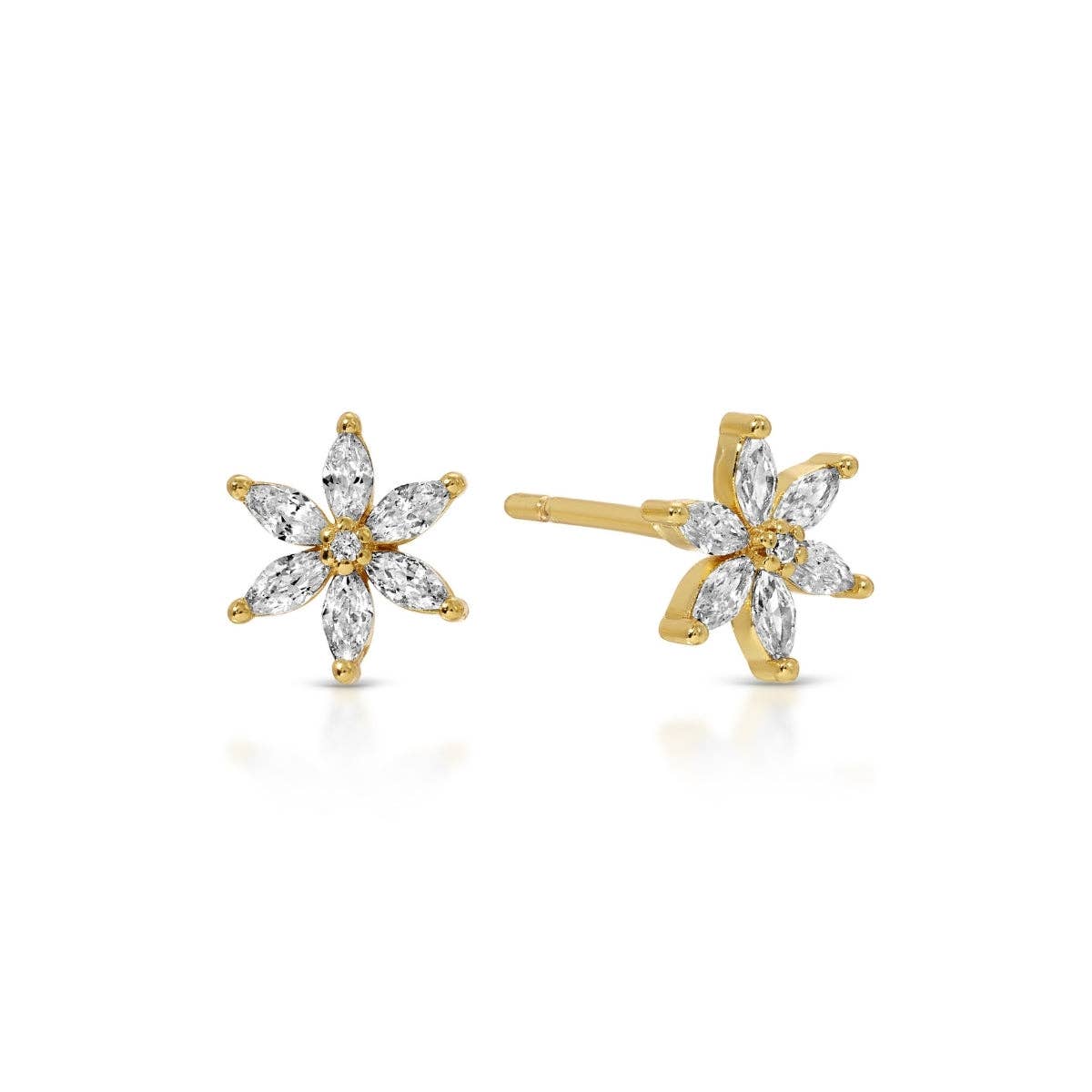 Marquise Cubic Zirconia Flower Studs on Velvet Tag