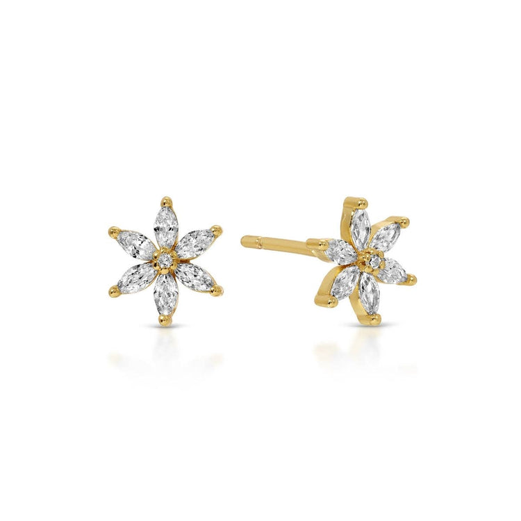 Marquise Cubic Zirconia Flower Studs on Velvet Tag