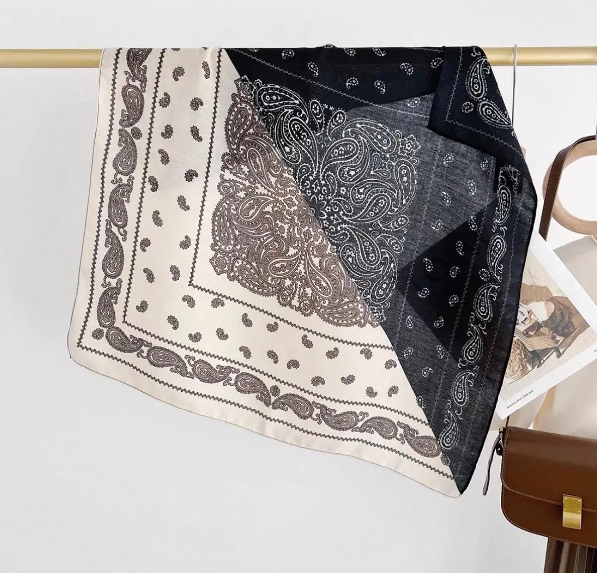 MI-3 Cotton-Effect Scarf with Bandana Print