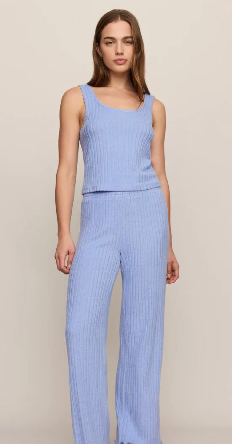Dawn Smocked Rib Pant Crystal Blue