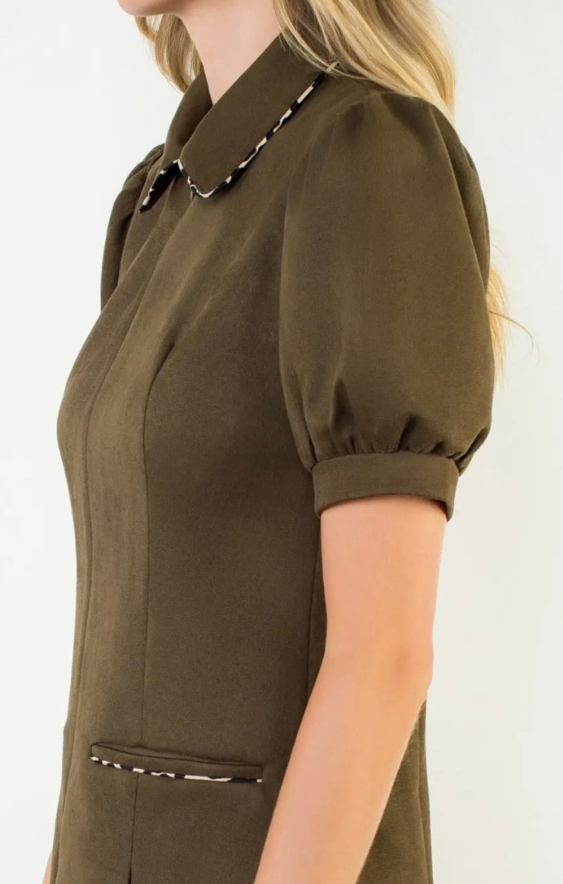 Suede Short Sleeeve Dress