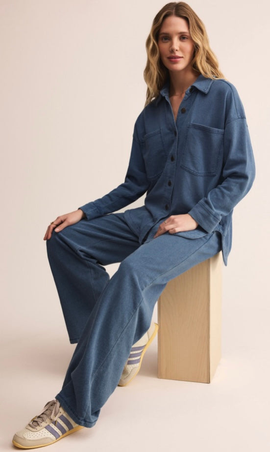 ZJ253868 All Day Knit Denim Jacket- Vintage Indigo