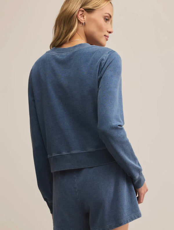 ZT253221 Daily Knit Denim Cardigan Vintage Indigo