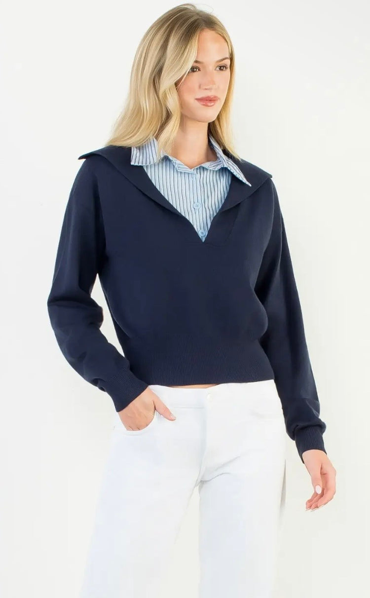 Collared Knit Sweater Top
