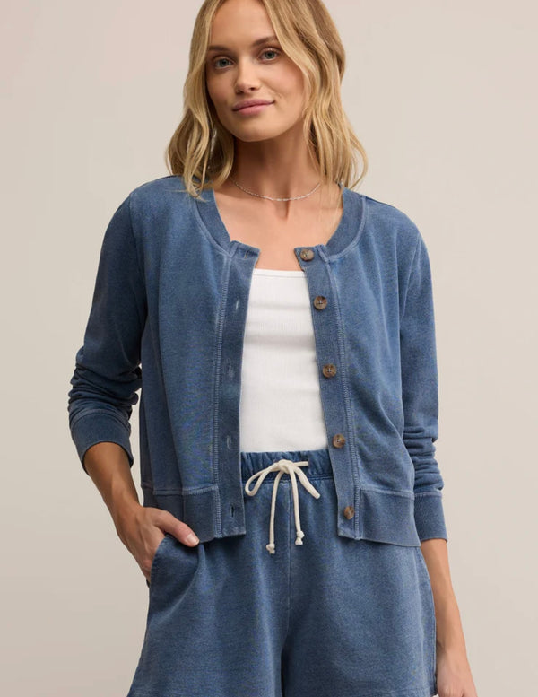 ZT253221 Daily Knit Denim Cardigan Vintage Indigo