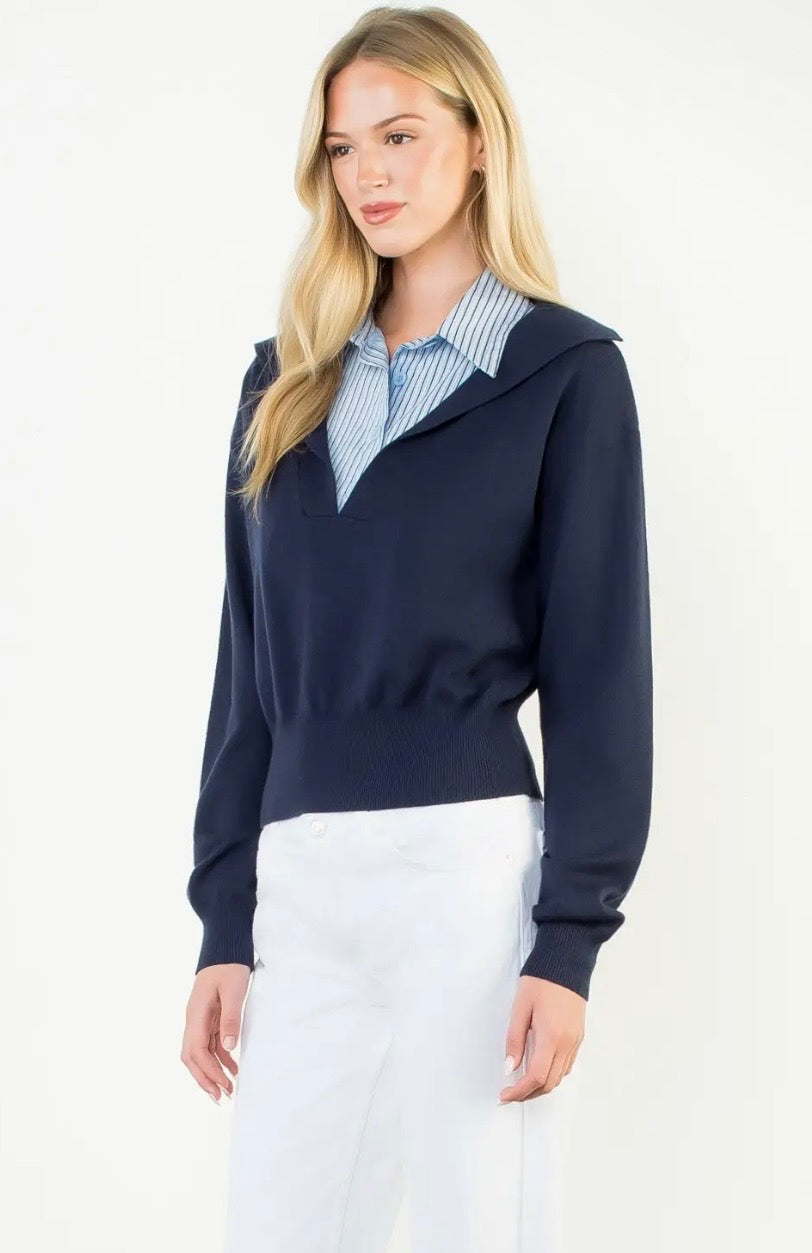 Collared Knit Sweater Top