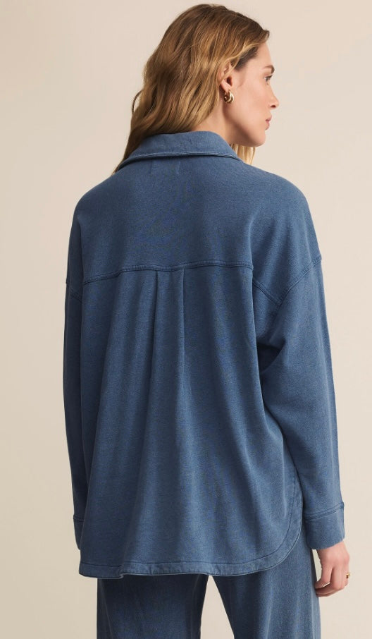 ZJ253868 All Day Knit Denim Jacket- Vintage Indigo
