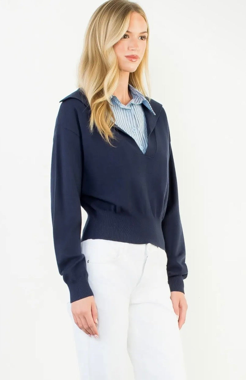 Collared Knit Sweater Top