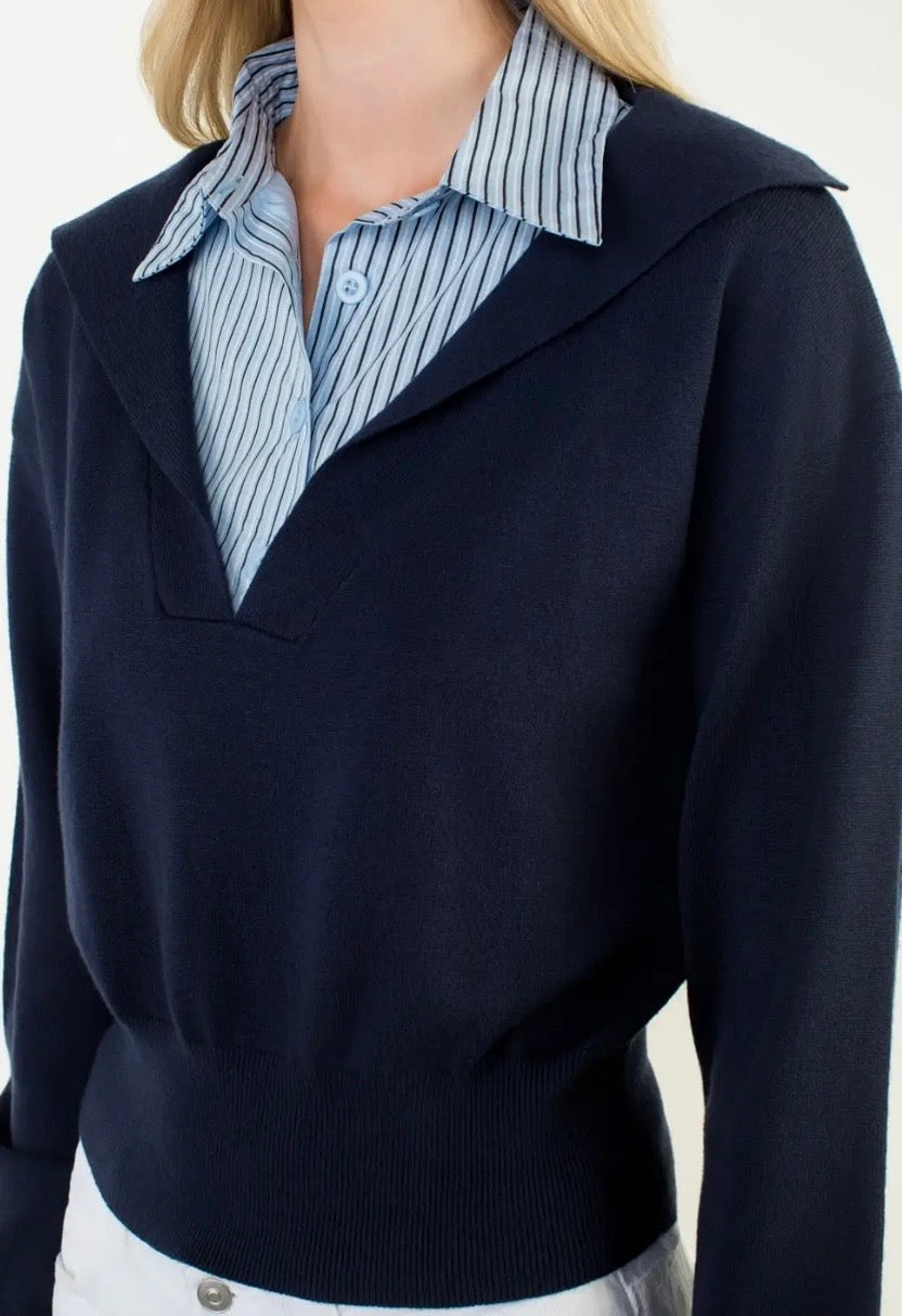 Collared Knit Sweater Top