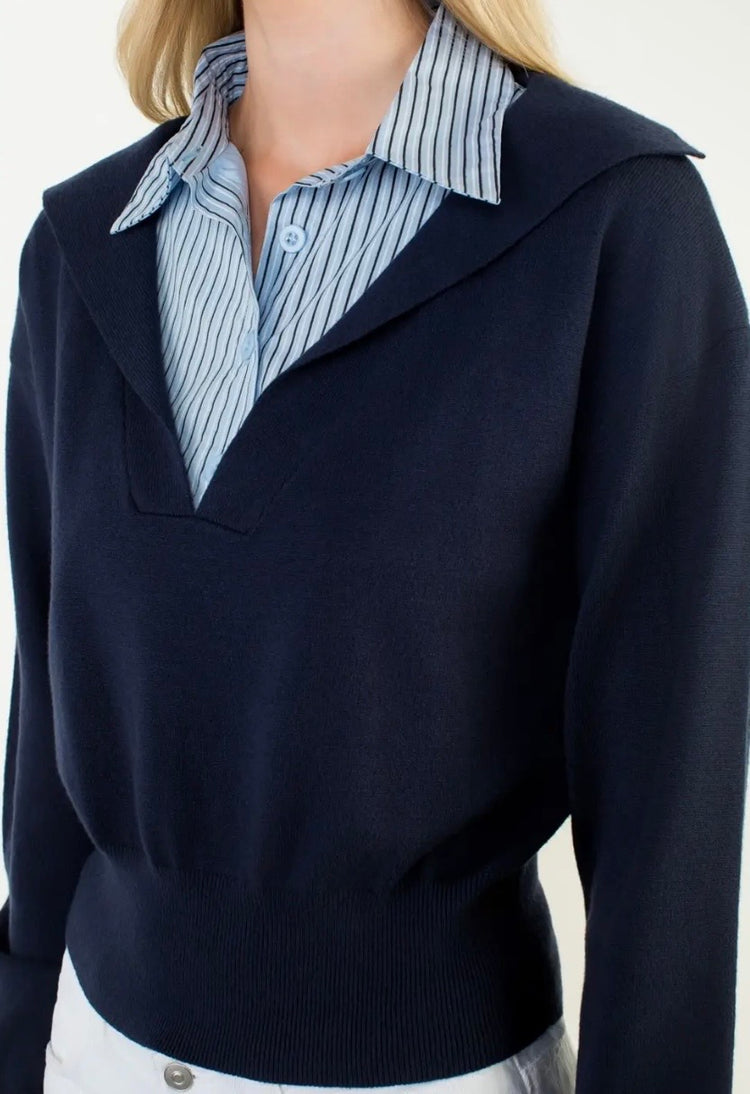 Collared Knit Sweater Top