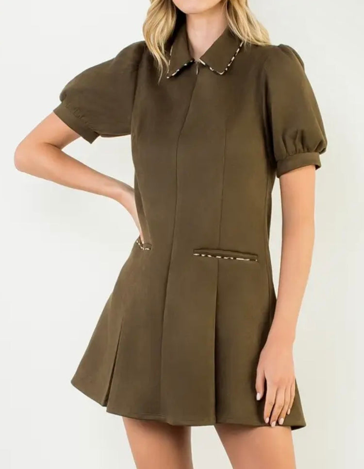 Suede Short Sleeeve Dress
