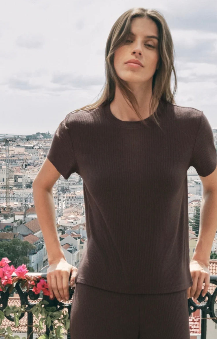 ZLT263470 Just Right Rib LS Top Cocoa Bean