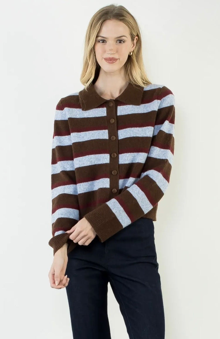 Stripe Button Down Cardigan