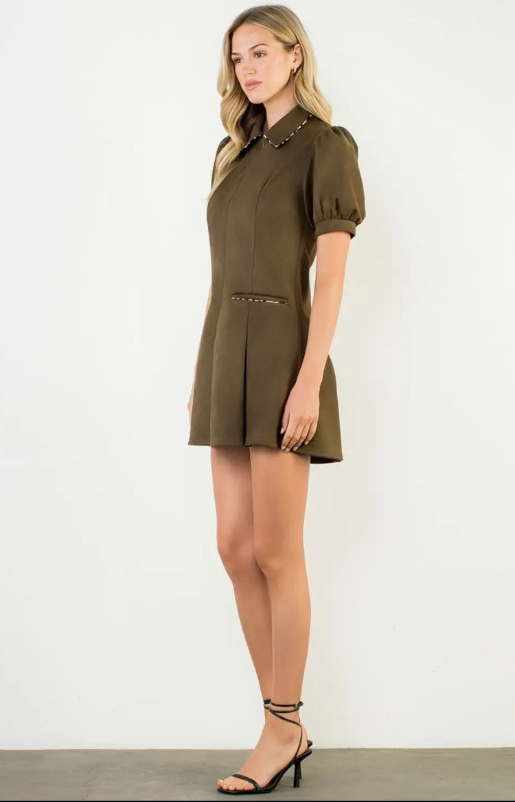 Suede Short Sleeeve Dress