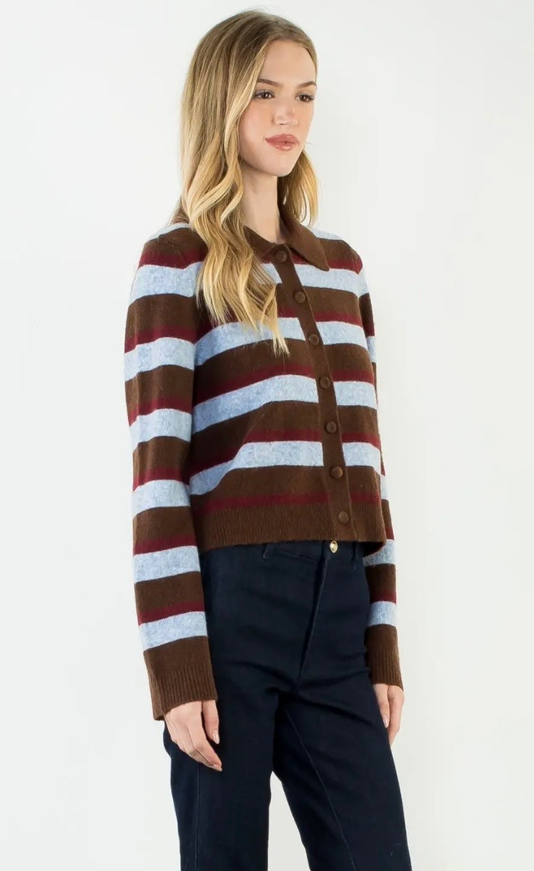 Stripe Button Down Cardigan