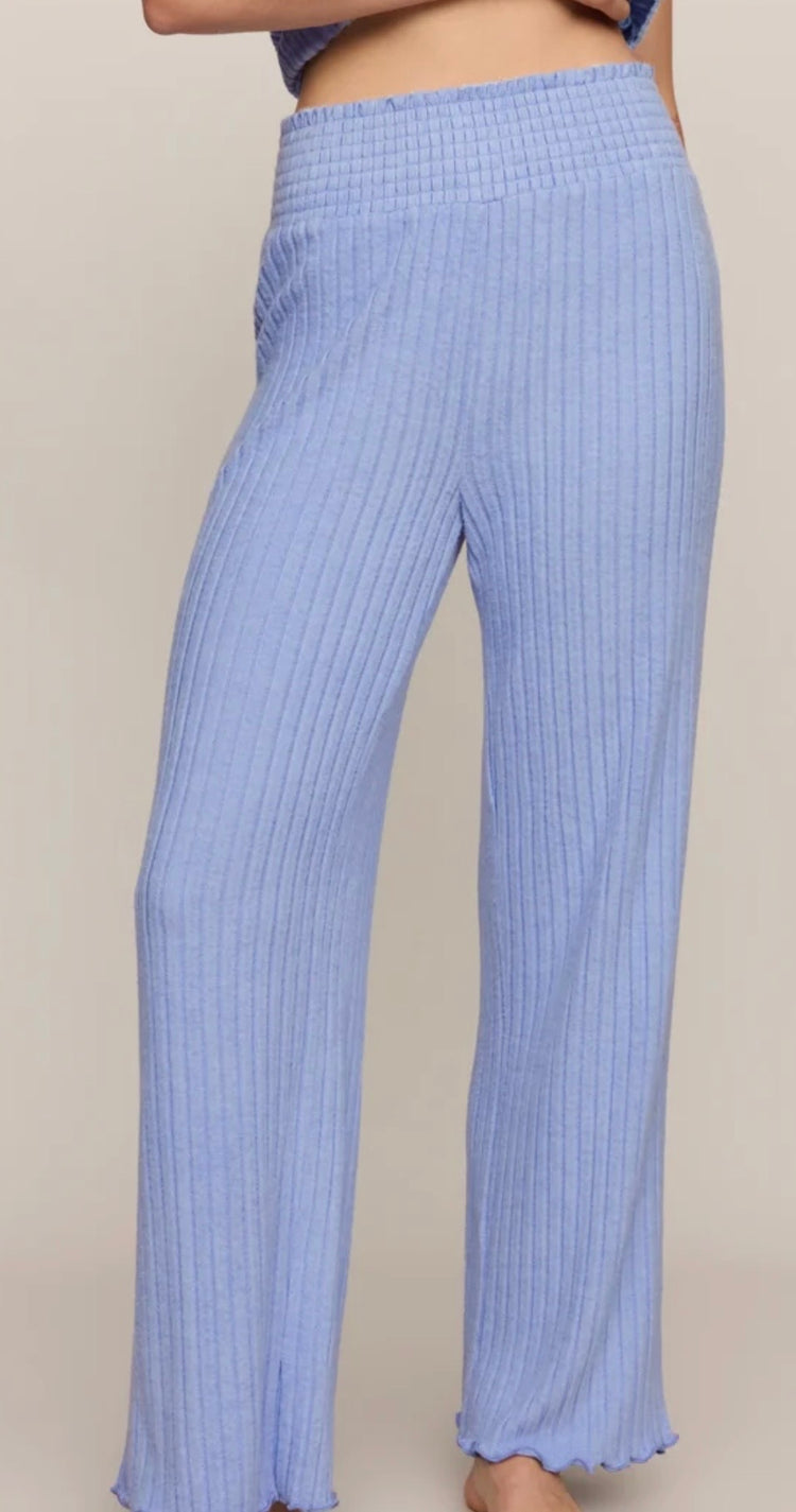 Dawn Smocked Rib Pant Crystal Blue