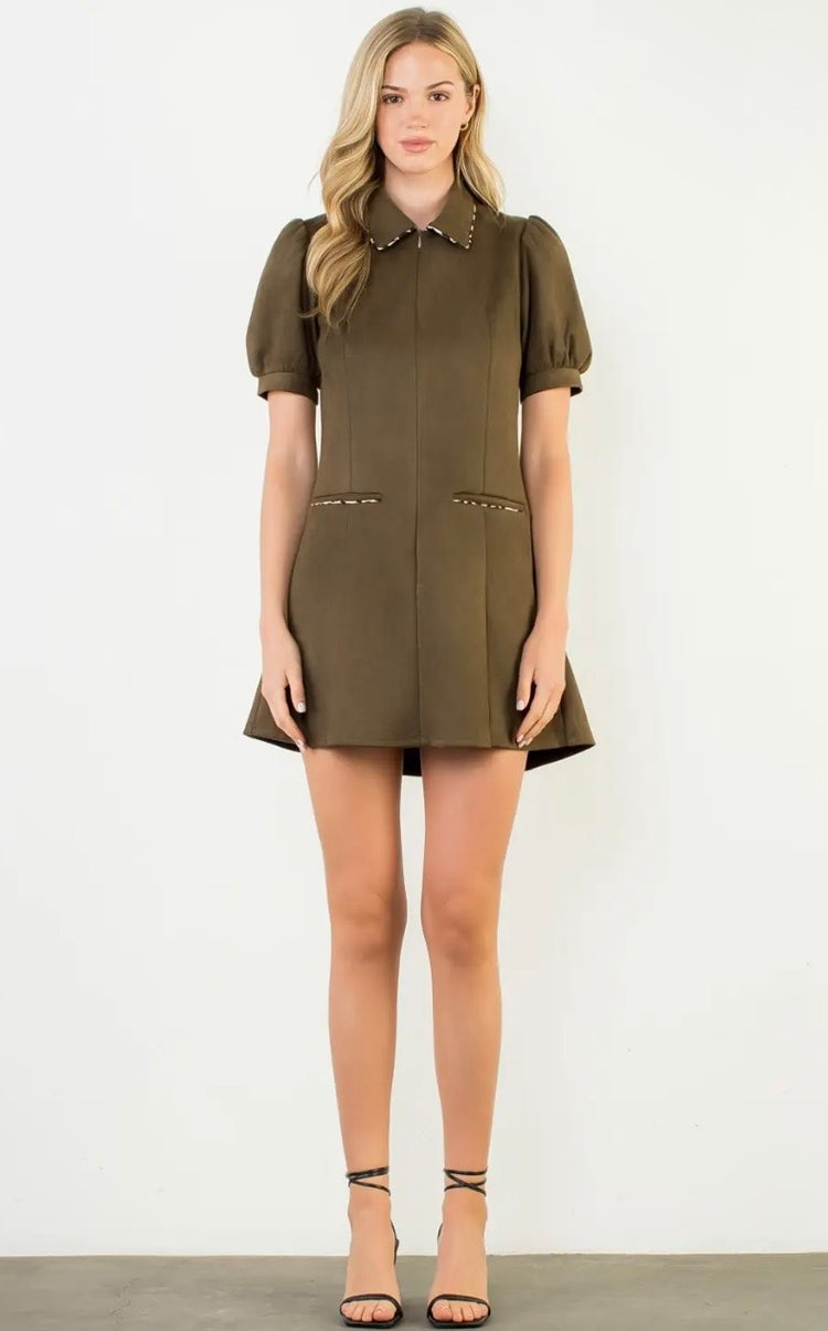 Suede Short Sleeeve Dress