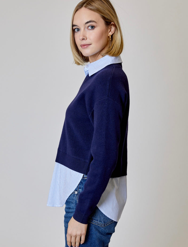 BQY0212012 Stripe Twofer Sweater