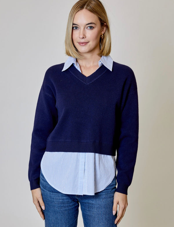 BQY0212012 Stripe Twofer Sweater