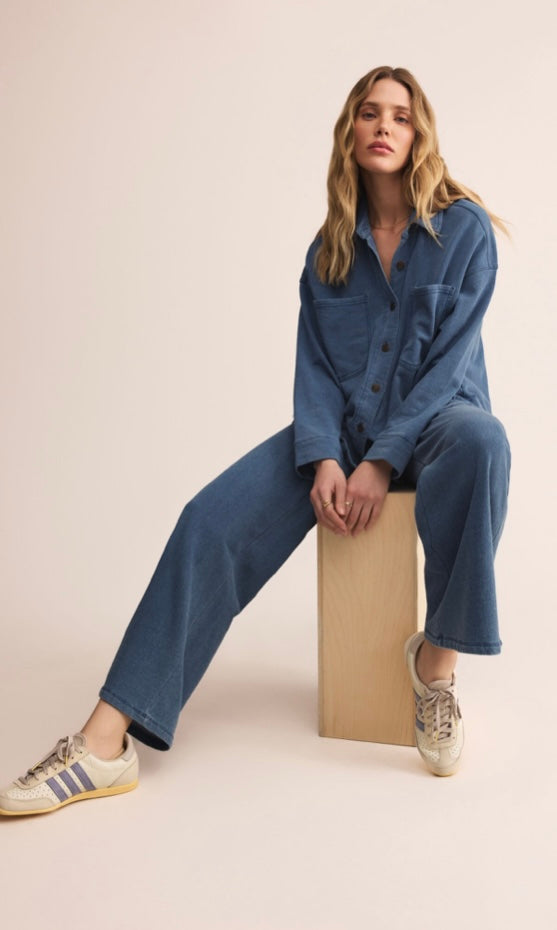 ZJ253868 All Day Knit Denim Jacket- Vintage Indigo