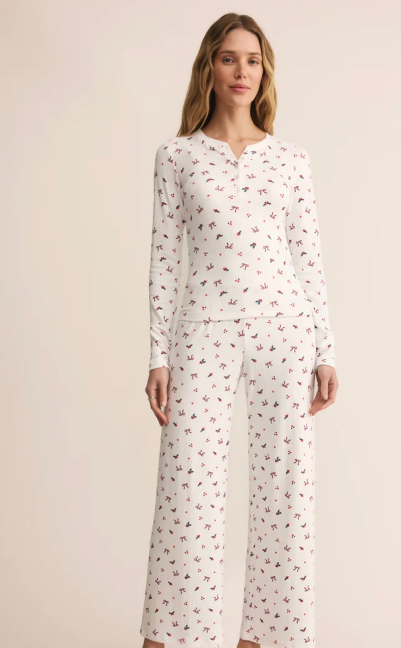 ZLP254741 Luxe Holly Pointelle Pant- White Print