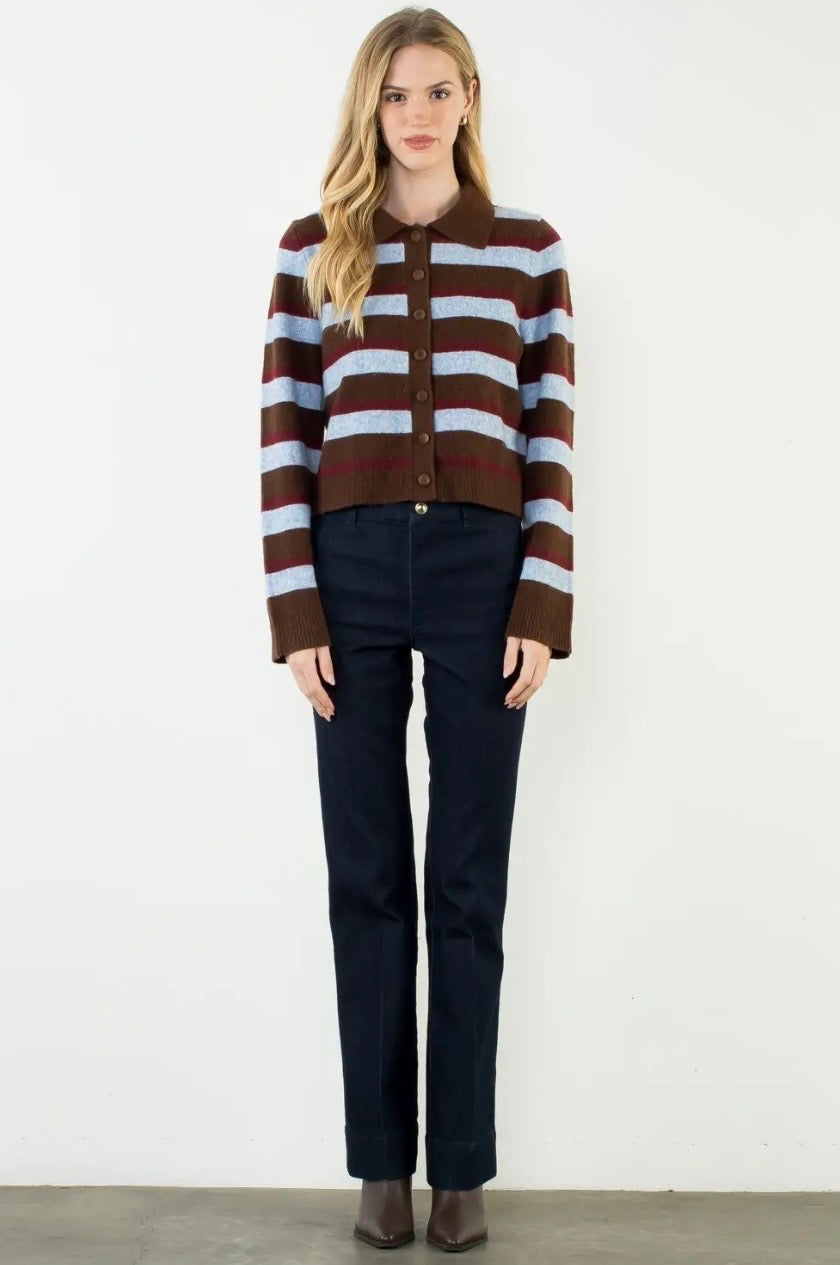 Stripe Button Down Cardigan