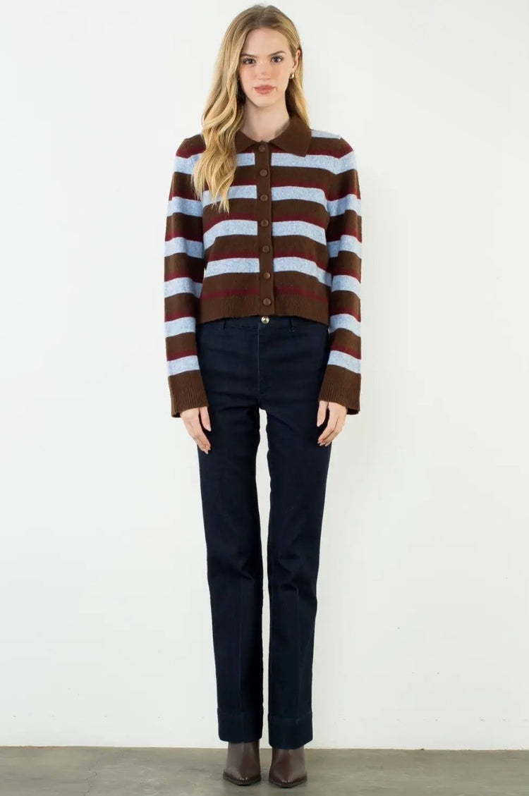 Stripe Button Down Cardigan