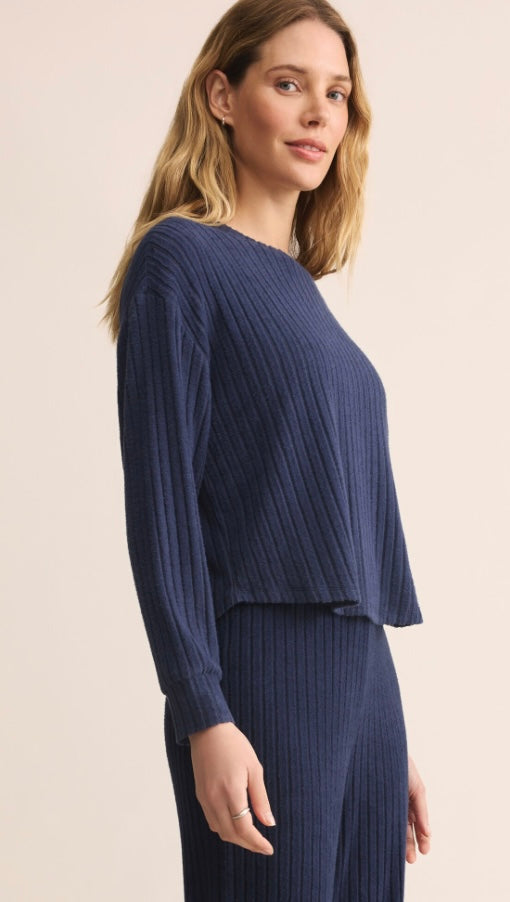 ZLT254774 Elfie Silky Ribbed Long Sleeve Top