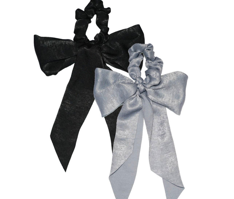 1074 satin scarf Scrunchie black/grey