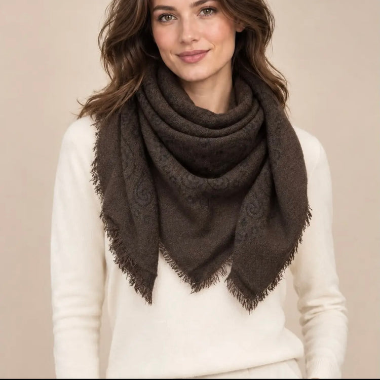 5467354-K3/K23 Square Wool Scarf with Paisley Pattern