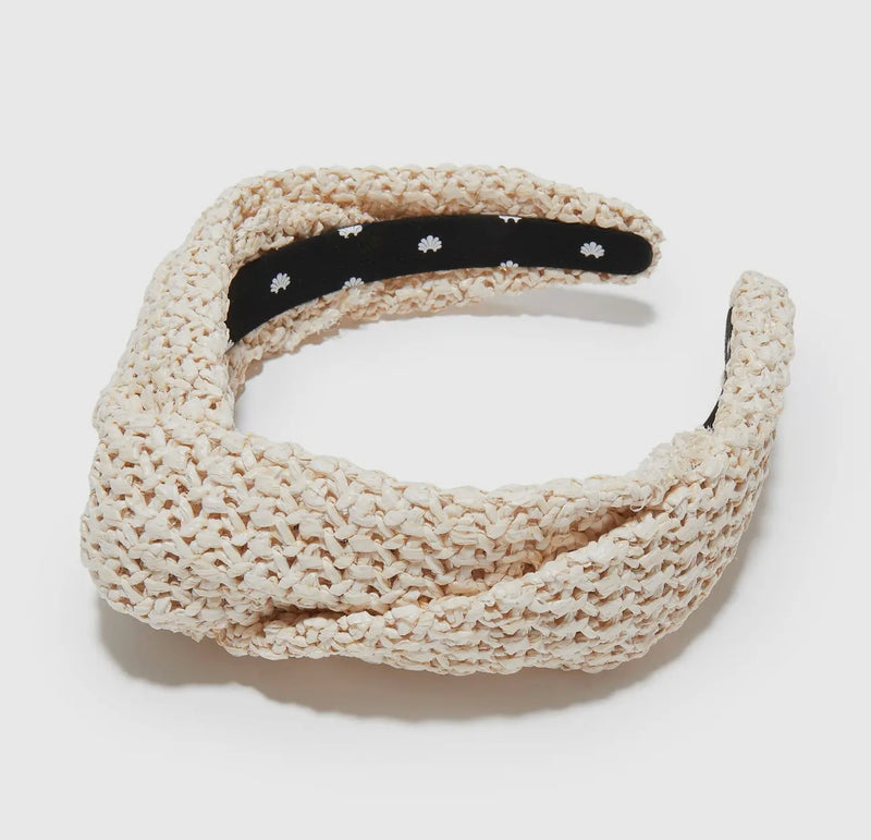 White Wash Raffia Greta Headband