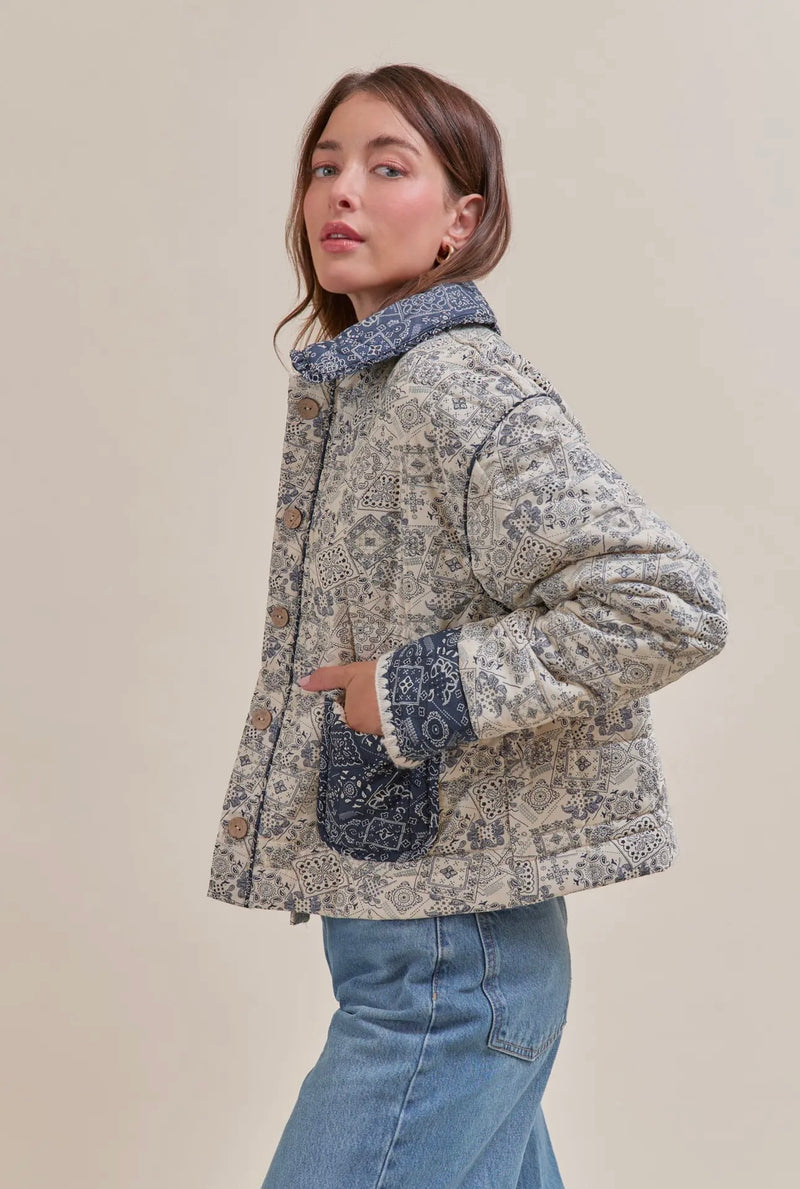 MJK4121 Bandana Quilted Jacket