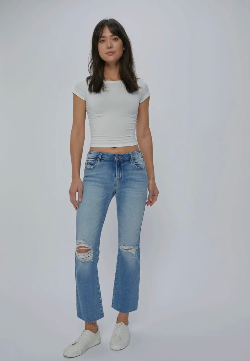 HD3161BT-MD Low Rise Distressed Cropped Bootcut