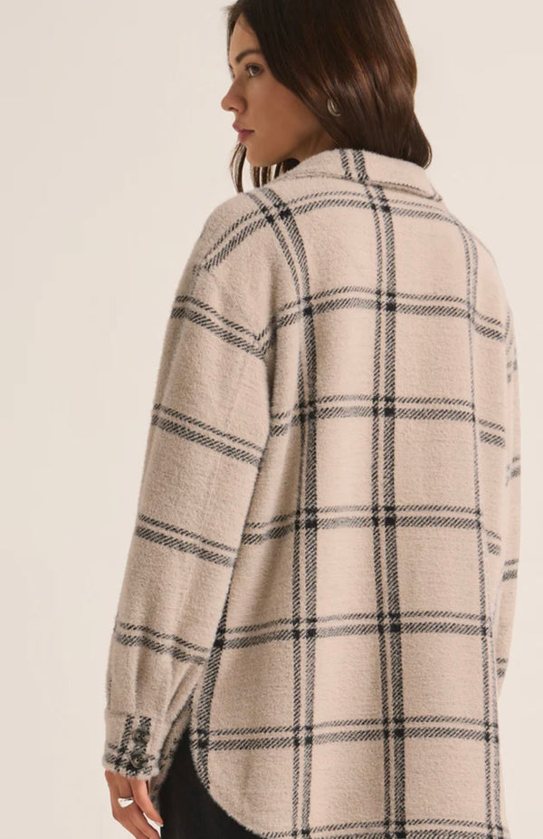 ZJ213286 Plaid Tucker Jacket- Crystal Grey